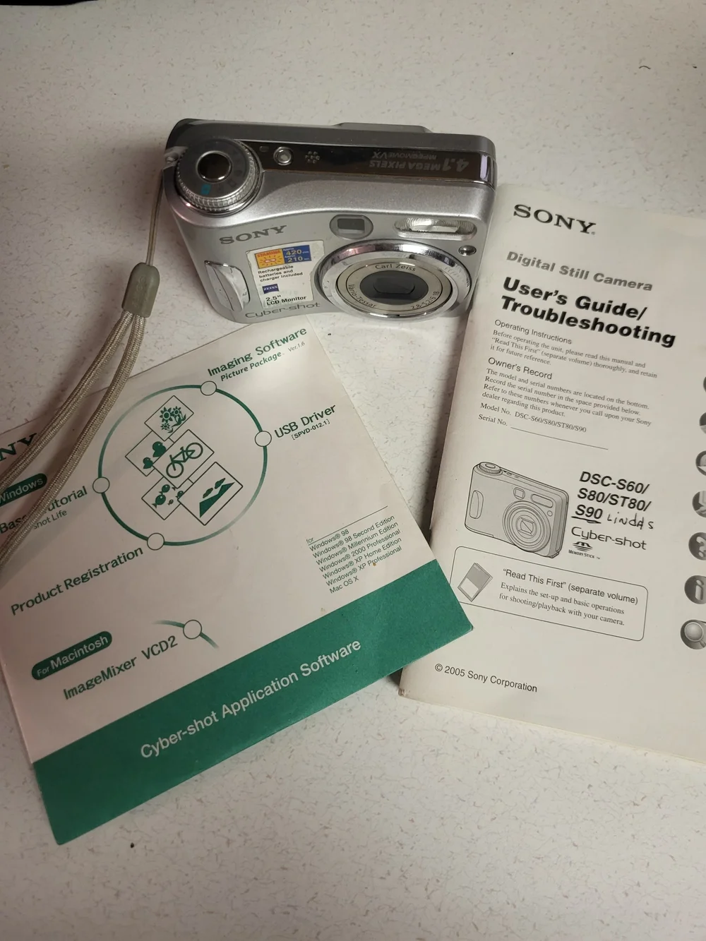 Sony Silver and Black Cyber-shot Compact Digital Camera with Manuals READ